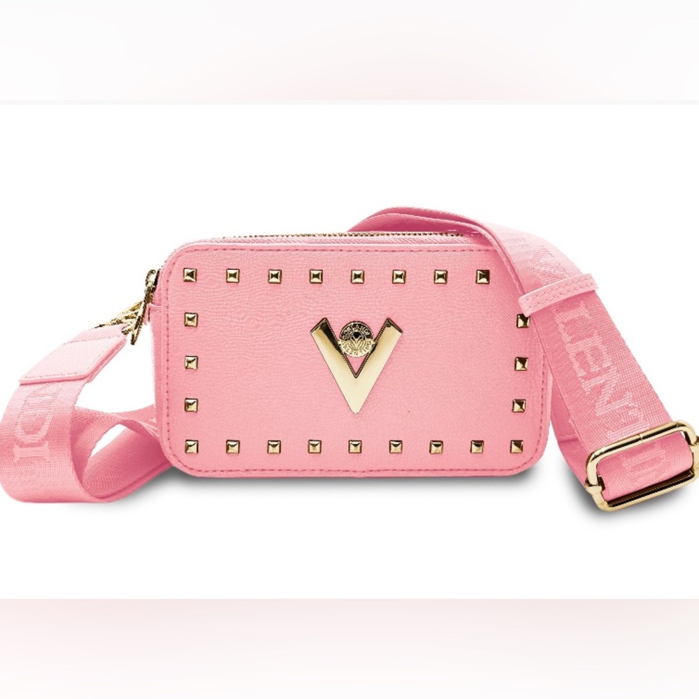 Valentino Orlandi Pink Crossbody Bag with Gold Accents